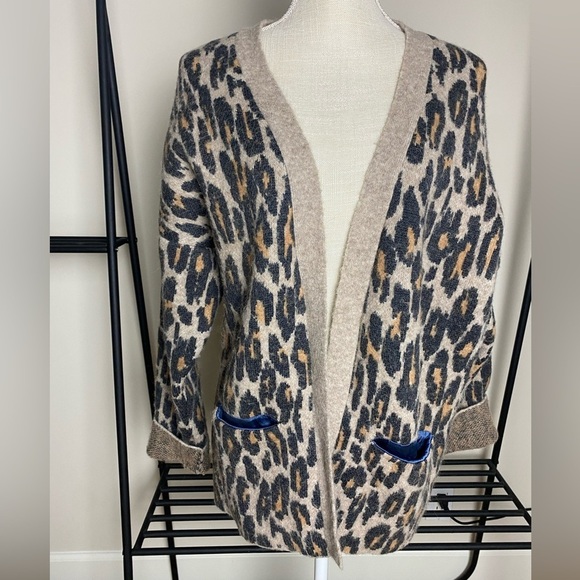AQC Leo Cardigan Brown Leopard Print Sweater Size 1 / Small - Picture 2 of 8